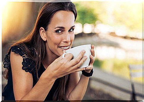 Woman drinking coffee