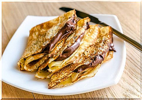 Crepe with cocoa cream for daily menus for a healthy diet