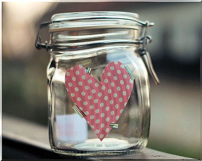 jar with heart symbolizing when one helps others