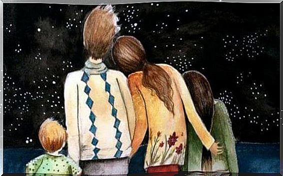 Family looking at the stars.